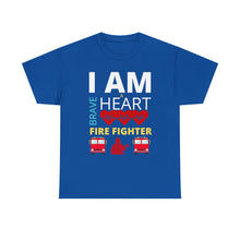 Load image into Gallery viewer, I Am A Brave Heart Fire Fighter | Unisex Heavy Cotton Tee
