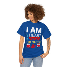 Load image into Gallery viewer, I Am A Brave Heart Fire Fighter | Unisex Heavy Cotton Tee
