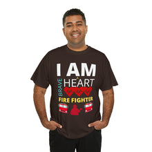 Load image into Gallery viewer, I Am A Brave Heart Fire Fighter | Unisex Heavy Cotton Tee
