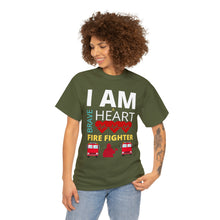 Load image into Gallery viewer, I Am A Brave Heart Fire Fighter | Unisex Heavy Cotton Tee
