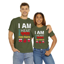 Load image into Gallery viewer, I Am A Brave Heart Fire Fighter | Unisex Heavy Cotton Tee
