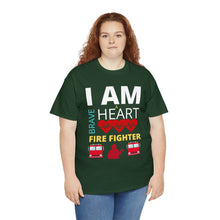 Load image into Gallery viewer, I Am A Brave Heart Fire Fighter | Unisex Heavy Cotton Tee
