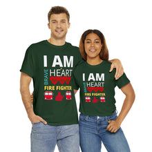 Load image into Gallery viewer, I Am A Brave Heart Fire Fighter | Unisex Heavy Cotton Tee
